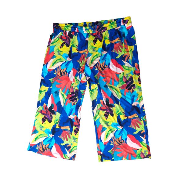ZAC & RACHEL WOMAN Plus Size 3X Tropical Floral Stretch Bright Colorful Pants - Picture 1 of 4
